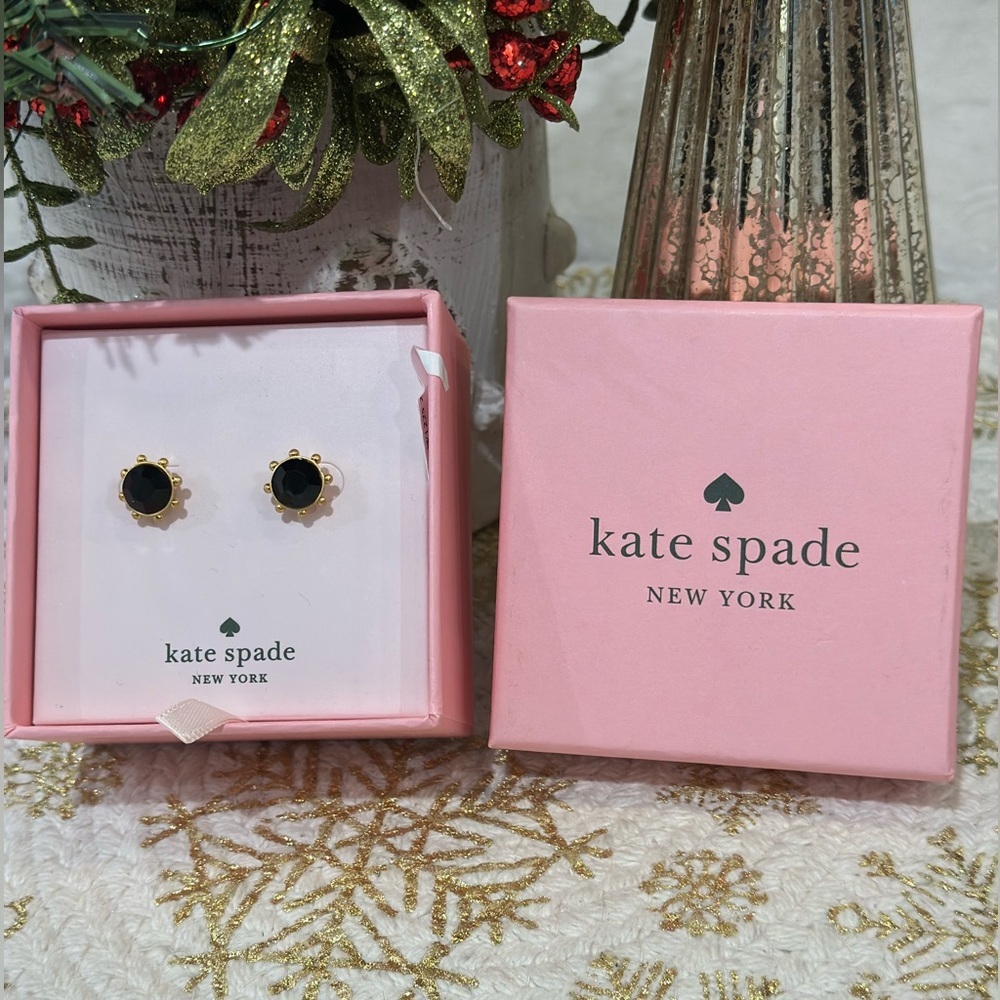 Kate Spade Black and Silver Round Stud Earrings NWT